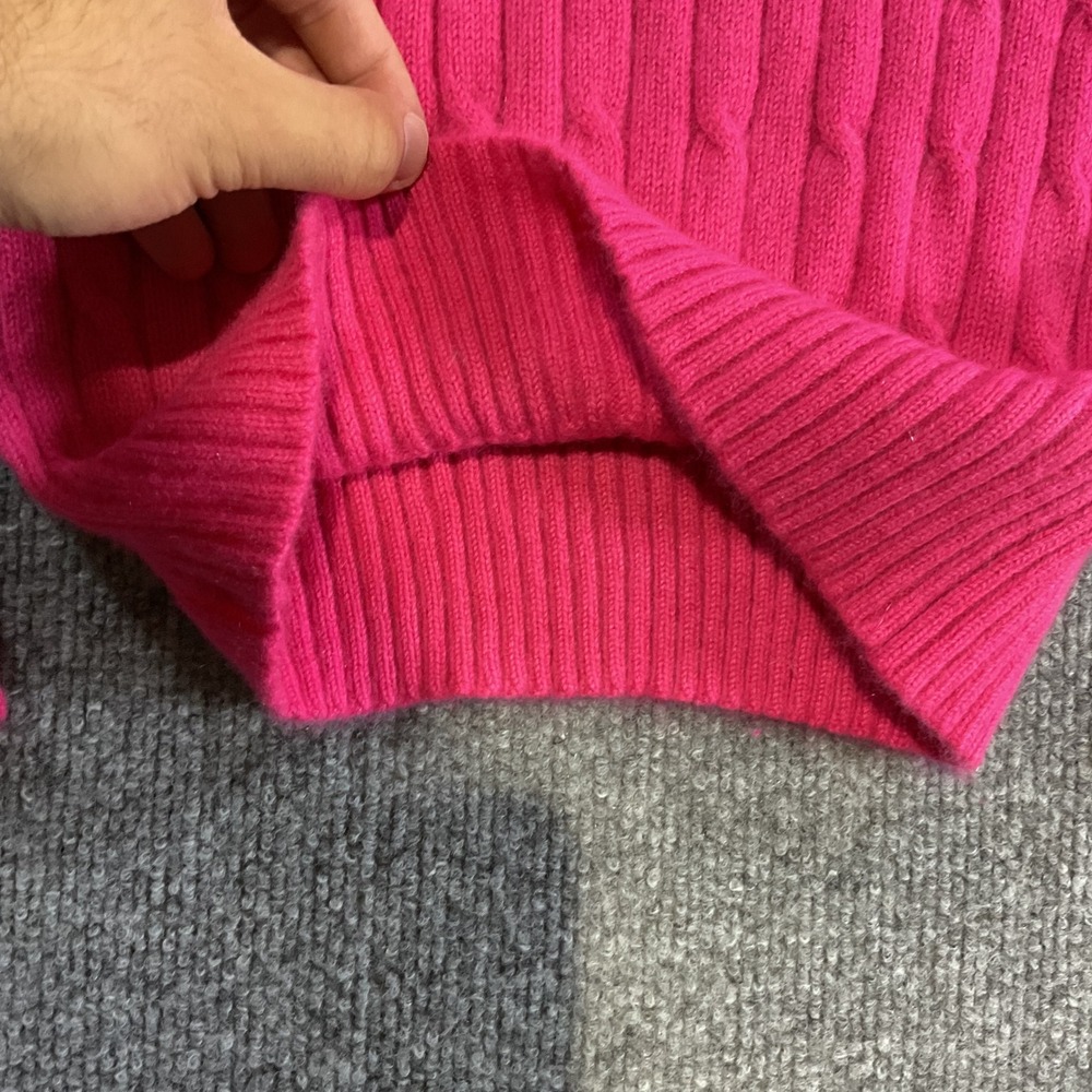 Vineyard Vines Womens Hot Pink 100% Cashmere Cable Knit Crew Neck Sweater Small - Picture 10 of 10